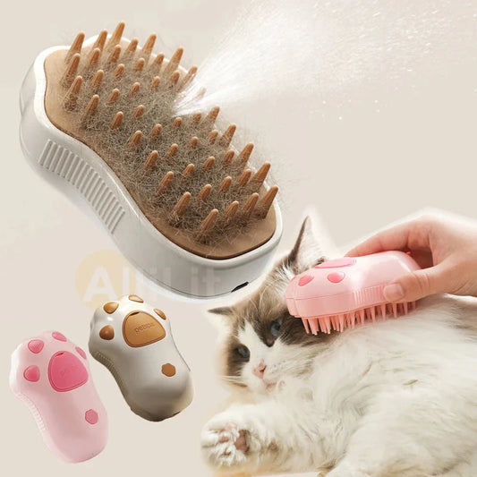 PetNova Steam Brush– 3-In-1 Pet Grooming Comb with Water Spray for Cats and Dogs