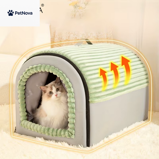Thickened All-Season Enclosed Pet Bed Portable Dog House Cat Tent with Washable Bedding for Small Medium Large Dogs